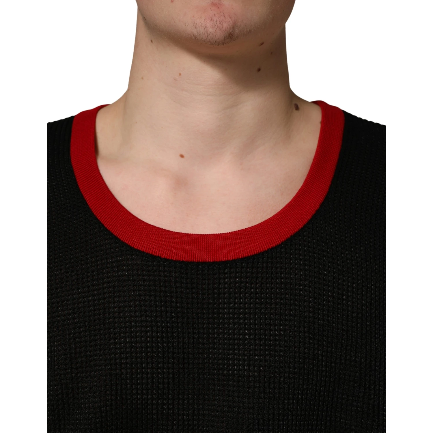 Black Crew Neck Sleeveless Men Knit Vest T-shirt
