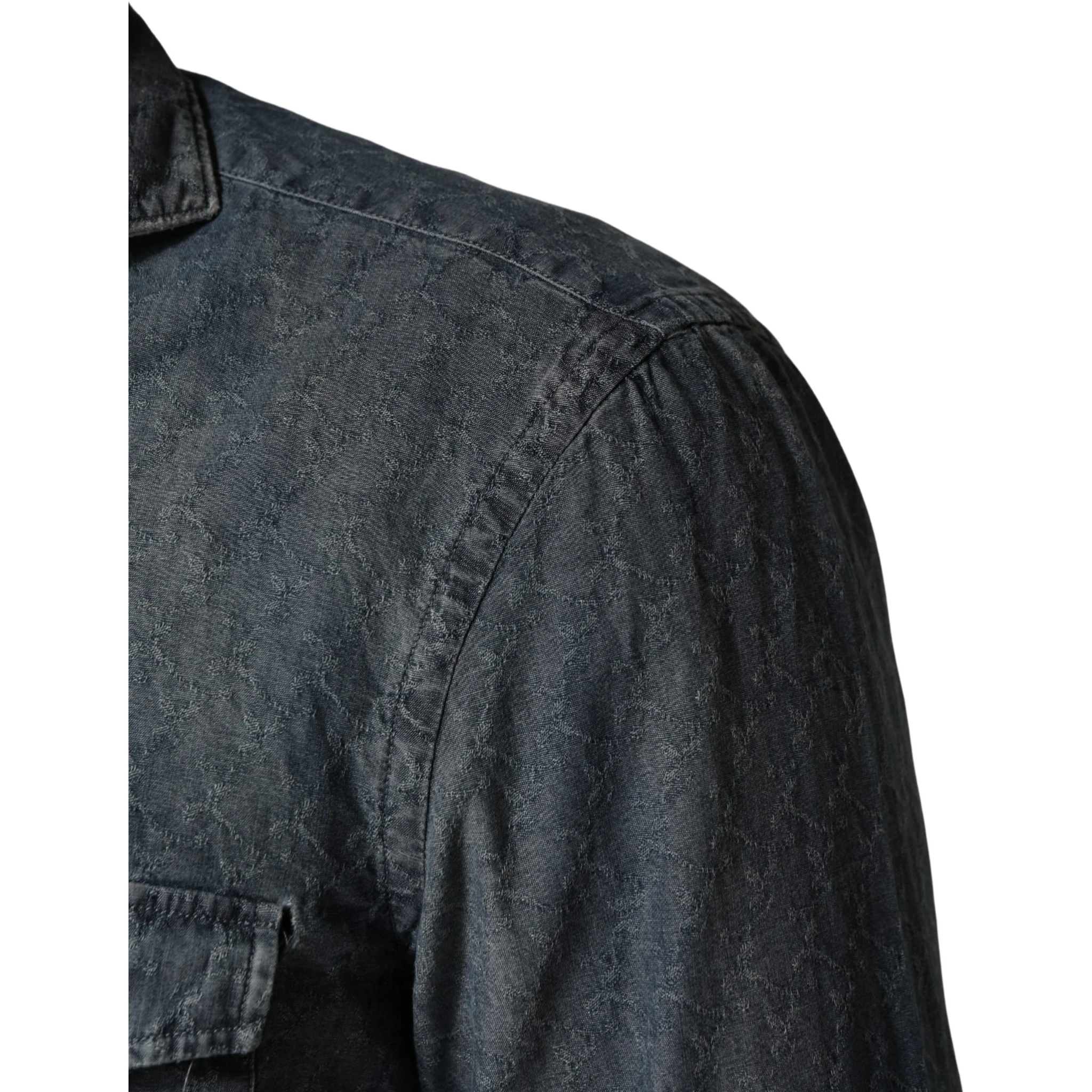 DarkBlue Long Sleeve Collared Denim Shirt