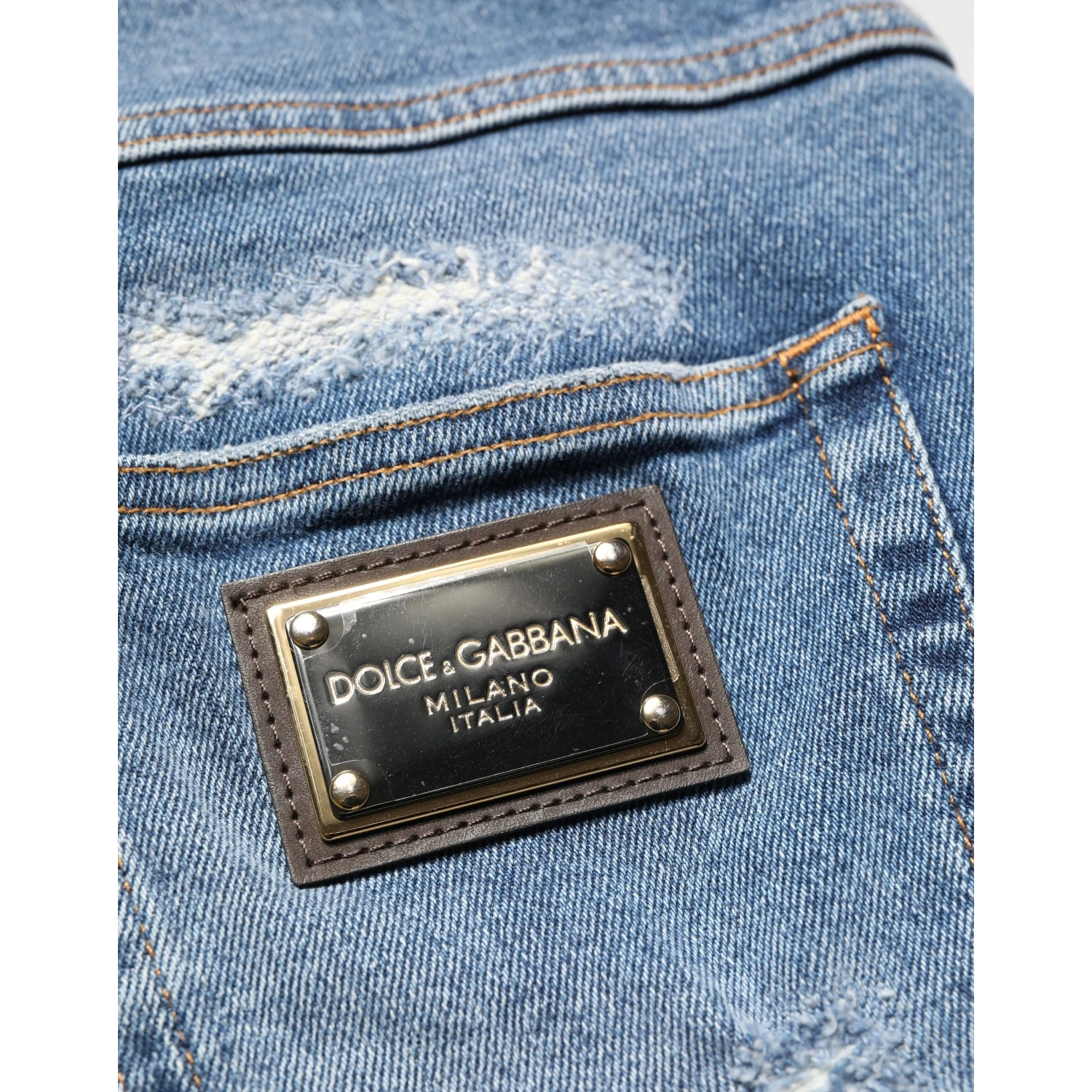 Blue Cotton Distressed Denim Bermuda Shorts