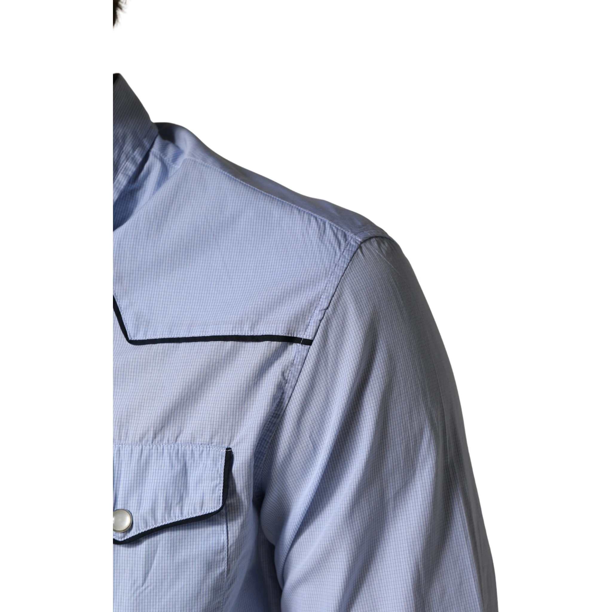 Light Blue Slim Fit Collared Long Sleeve Casual Shirt