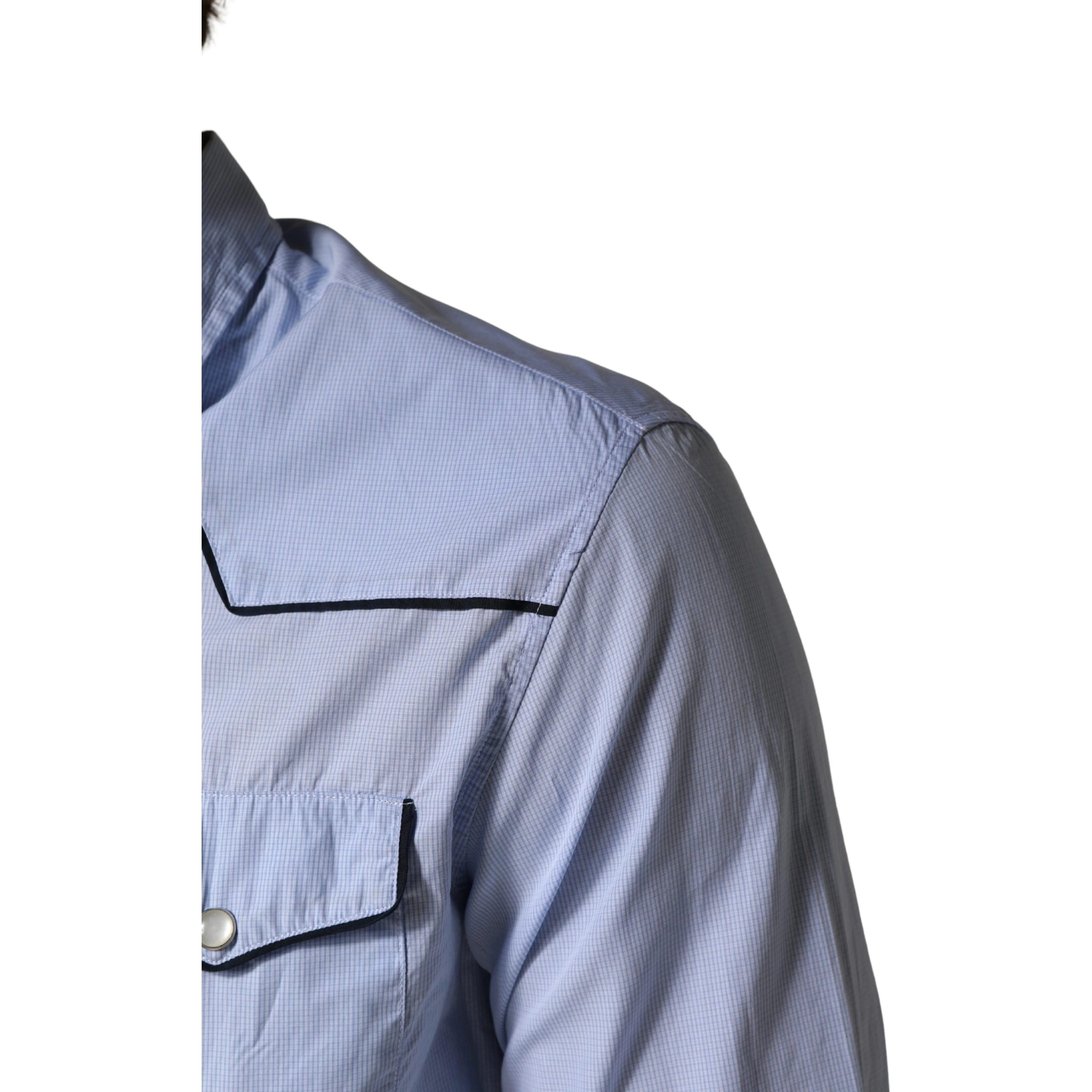 Light Blue Slim Fit Collared Long Sleeve Casual Shirt