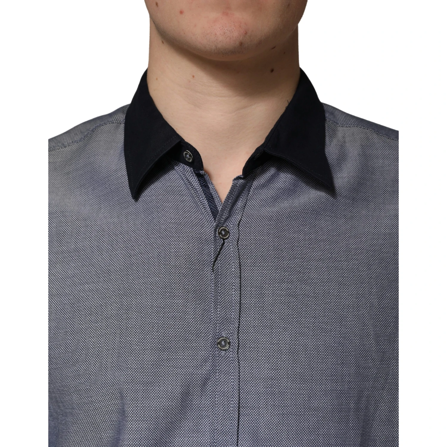 Dark Blue Cotton Long Sleeves Collared Dress Formal Shirt