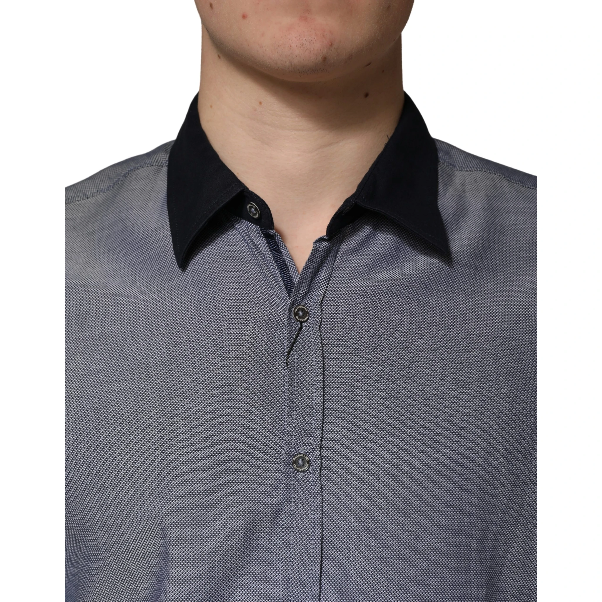 Dark Blue Cotton Long Sleeves Collared Dress Formal Shirt