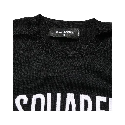 Black Logo Knitted Crew Neck Men Pullover Sweater