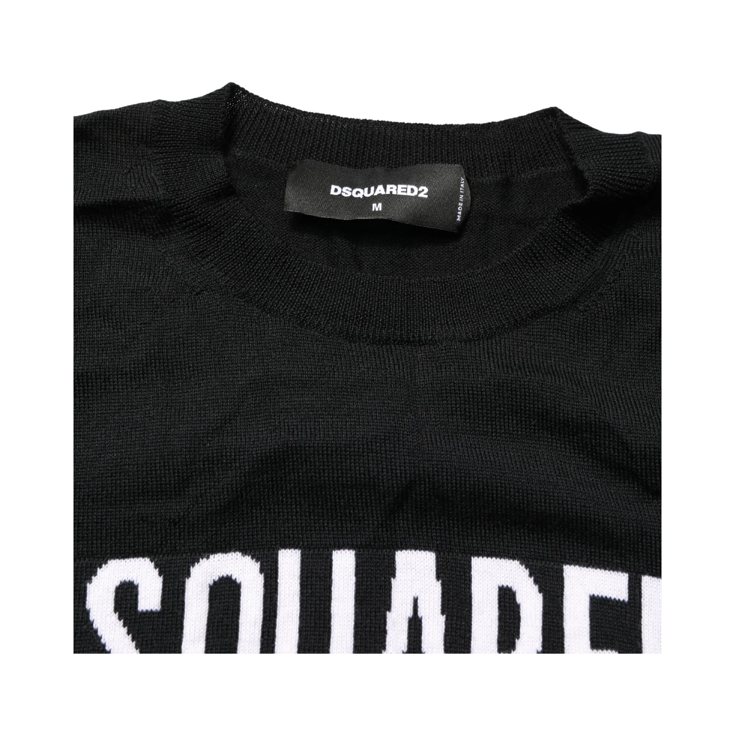 Black Logo Knitted Crew Neck Men Pullover Sweater