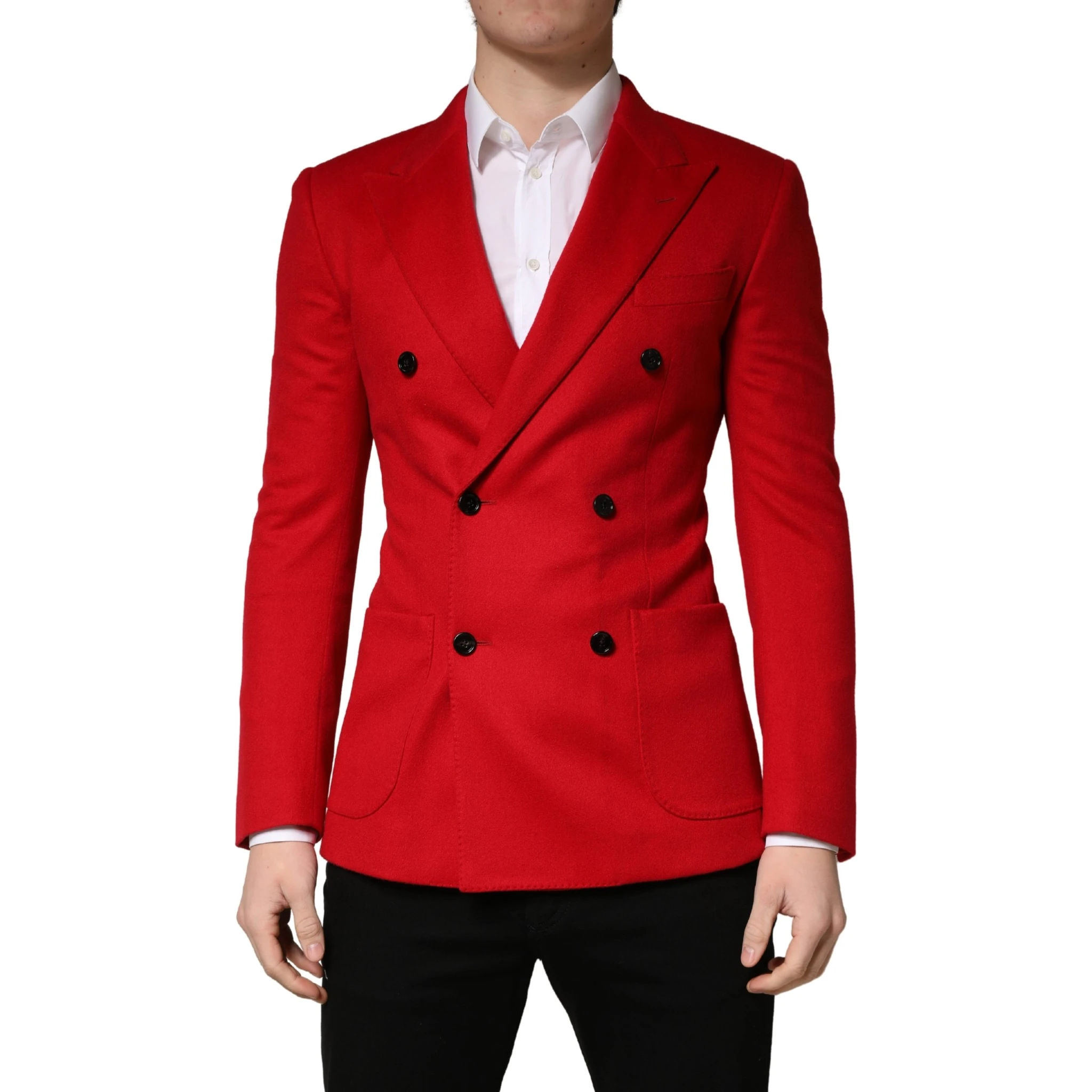 Red Cashmere Slim Fit Coat Jacket Blazer