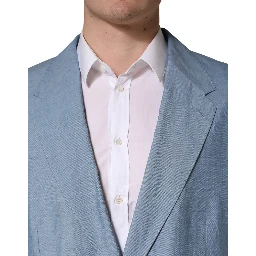 Light Blue Single Breasted Men Jacket Blazer