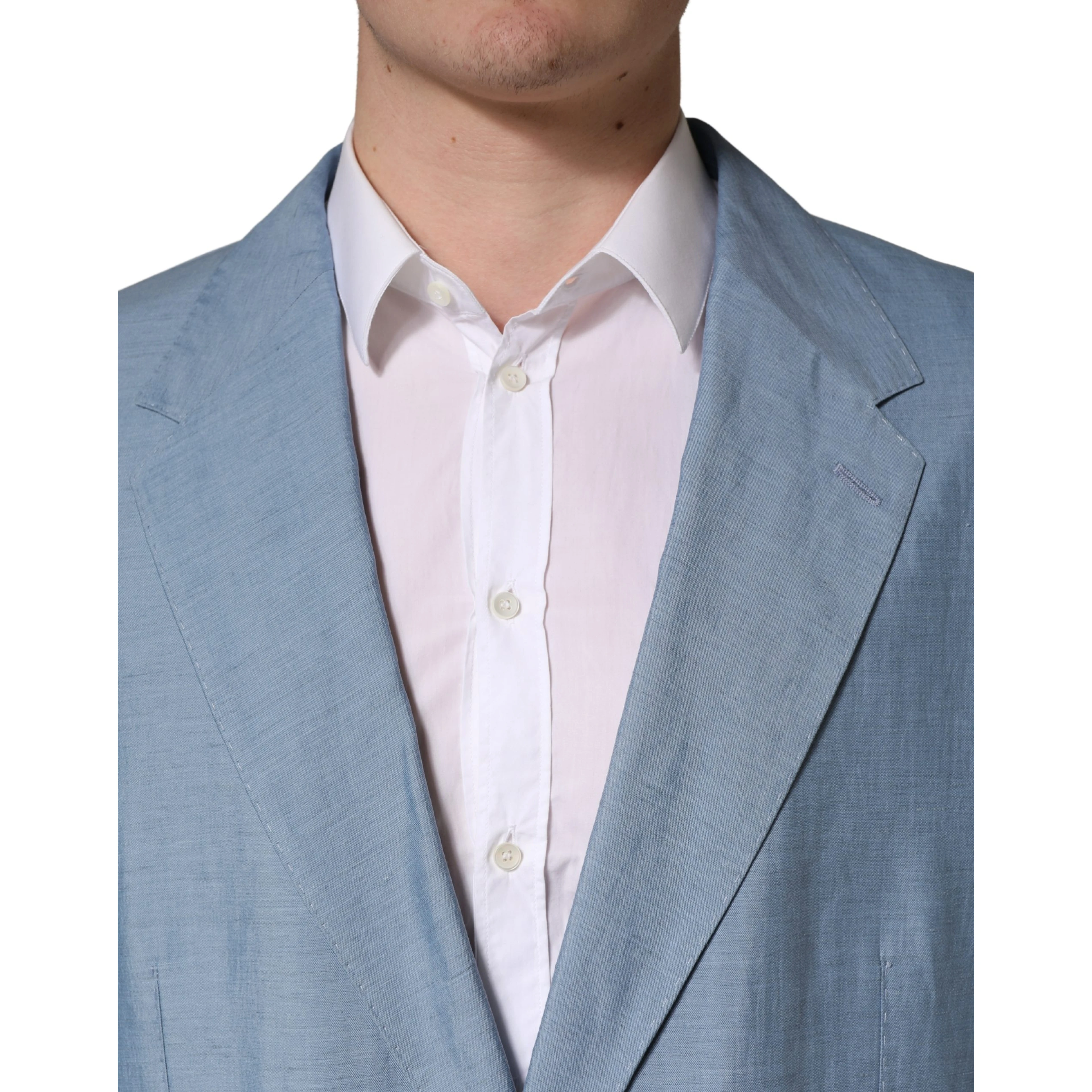 Light Blue Single Breasted Men Jacket Blazer
