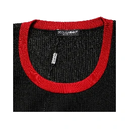 Black Crew Neck Sleeveless Men Knit Vest T-shirt