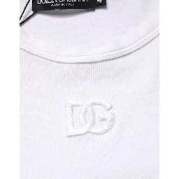 White Ribbed Cotton Sleeveless Tank  T-shirt