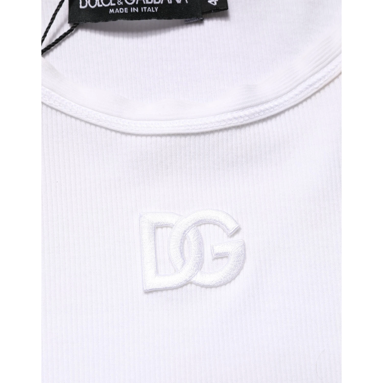 White Ribbed Cotton Sleeveless Tank T-shirt