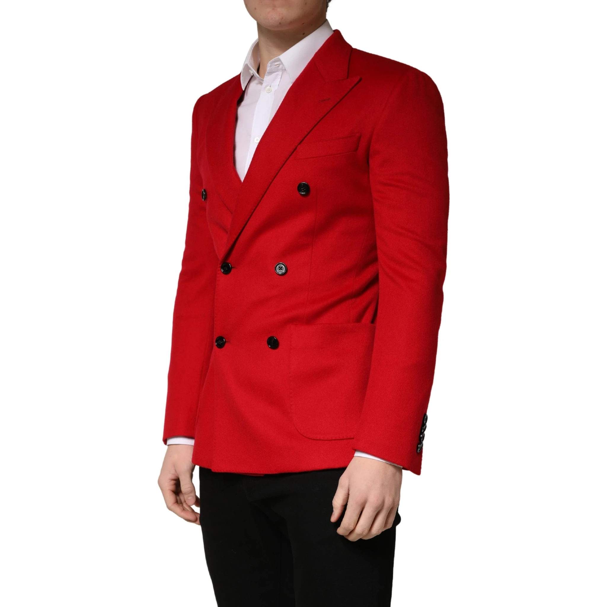 Red Cashmere Slim Fit Coat Jacket Blazer