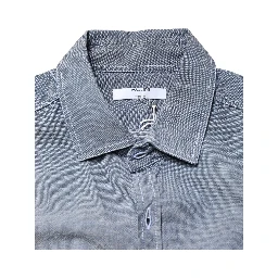 Dark Blue Slim Fit Collared Long Sleeve Denim Shirt