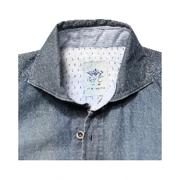 DarkBlue Long Sleeve Collared Denim Shirt