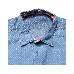 Blue Cotton Slim Fit Collared LongSleeve Casual Shirt