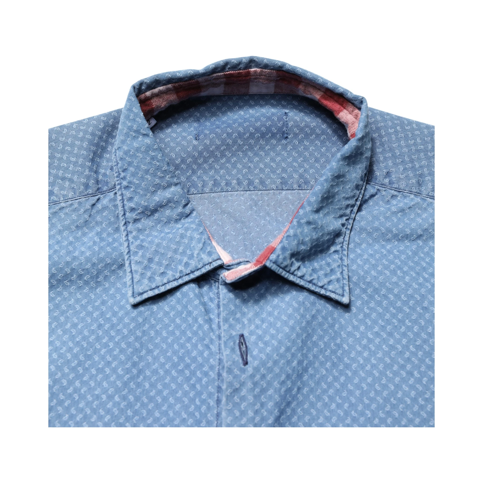Blue Cotton Slim Fit Collared LongSleeve Casual Shirt