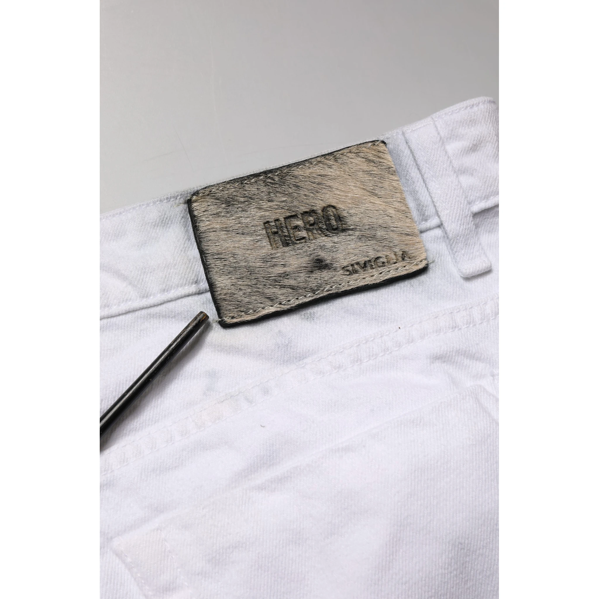 White Mid Waist Cotton Skinny Denim Men Trouser Jeans