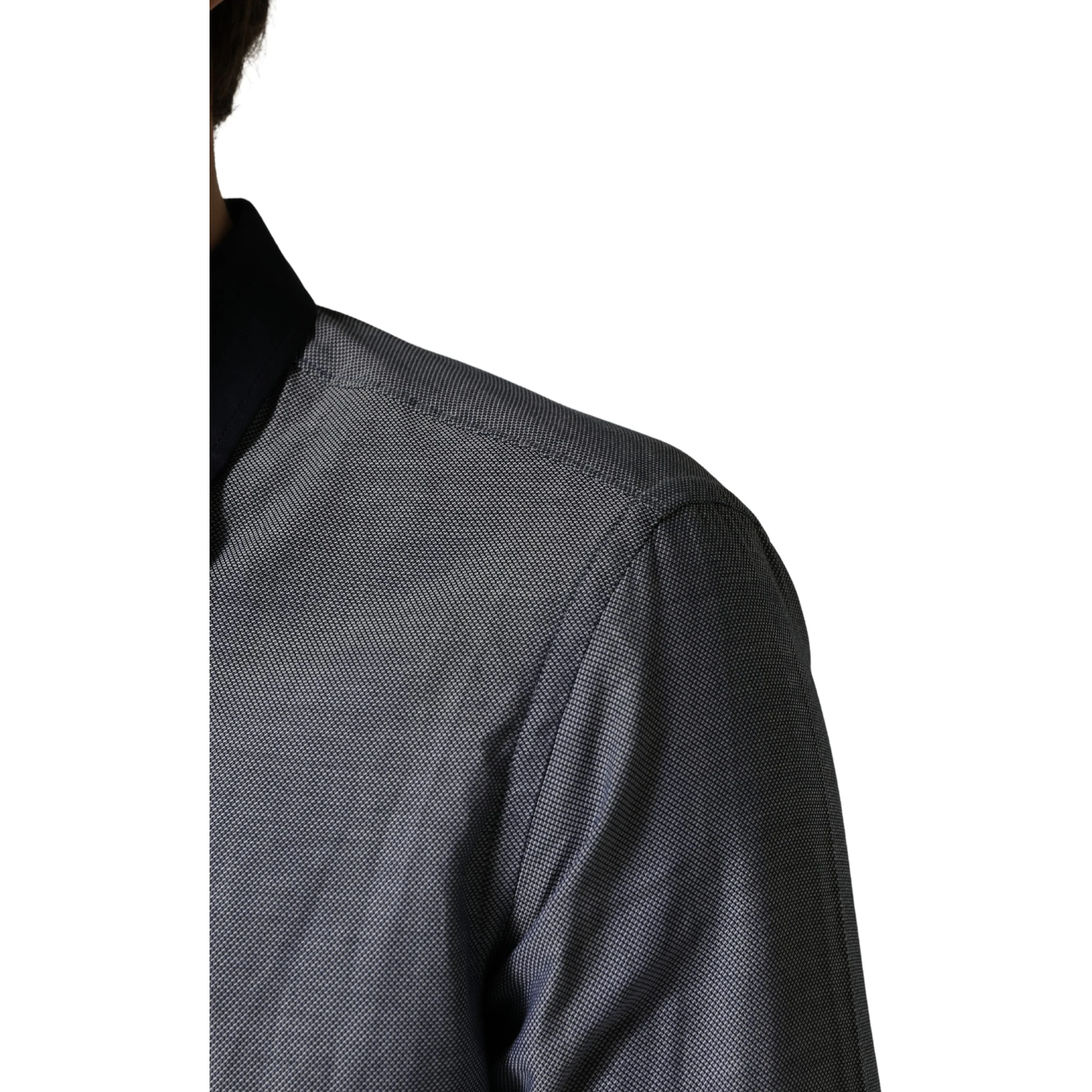 Dark Blue Cotton Long Sleeves Collared Dress Formal Shirt