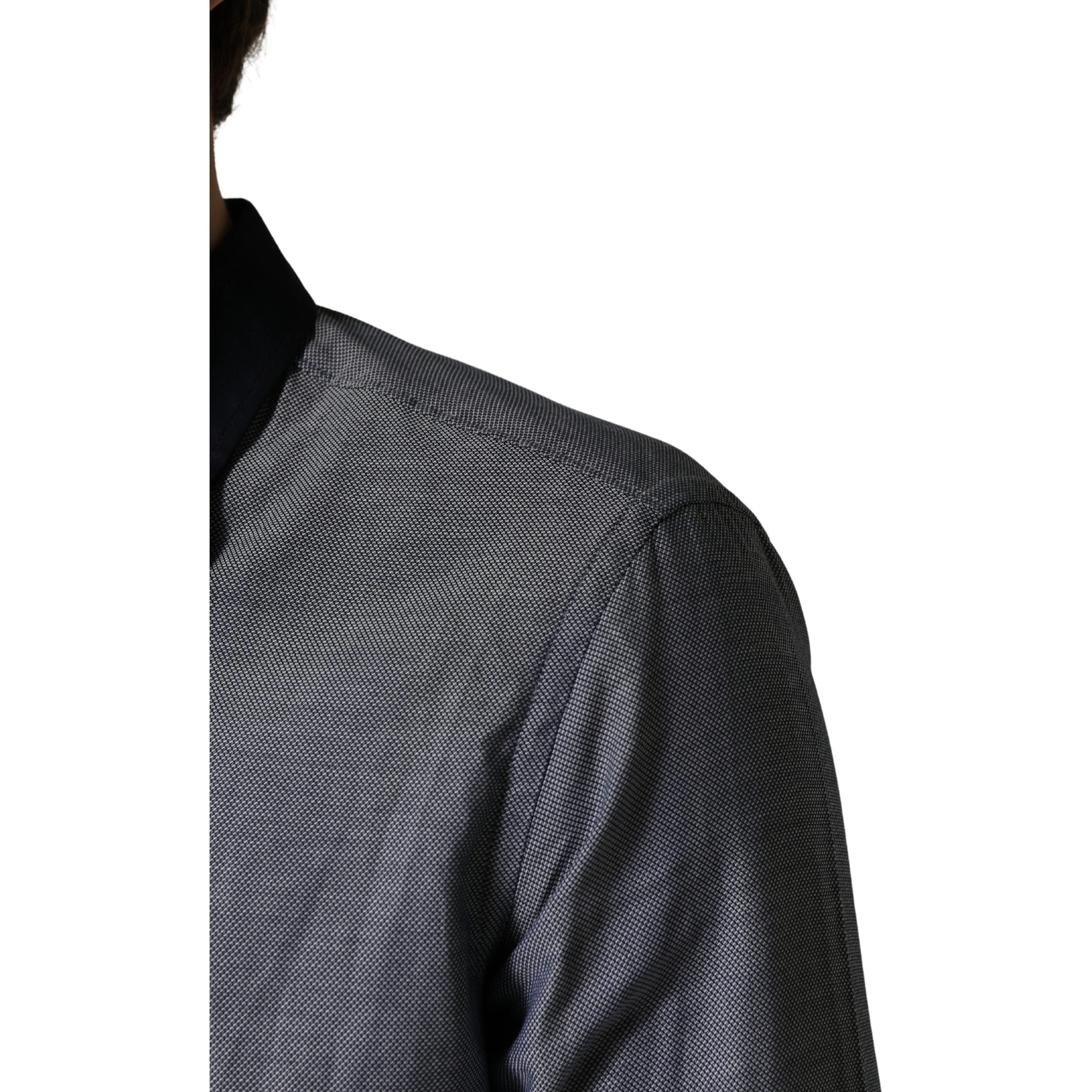 Dark Blue Cotton Long Sleeves Collared Dress Formal Shirt