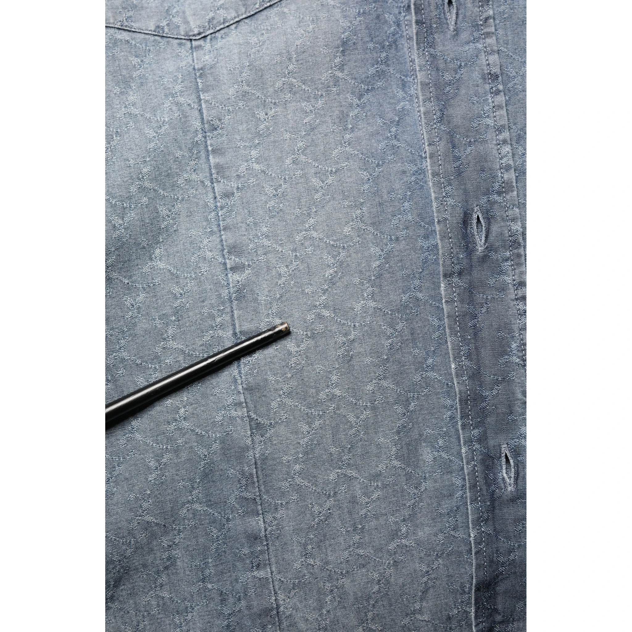 DarkBlue Long Sleeve Collared Denim Shirt