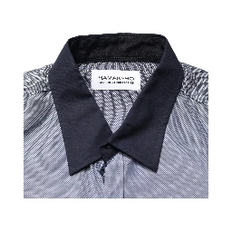 Dark Blue Cotton Long Sleeves Collared Dress Formal Shirt