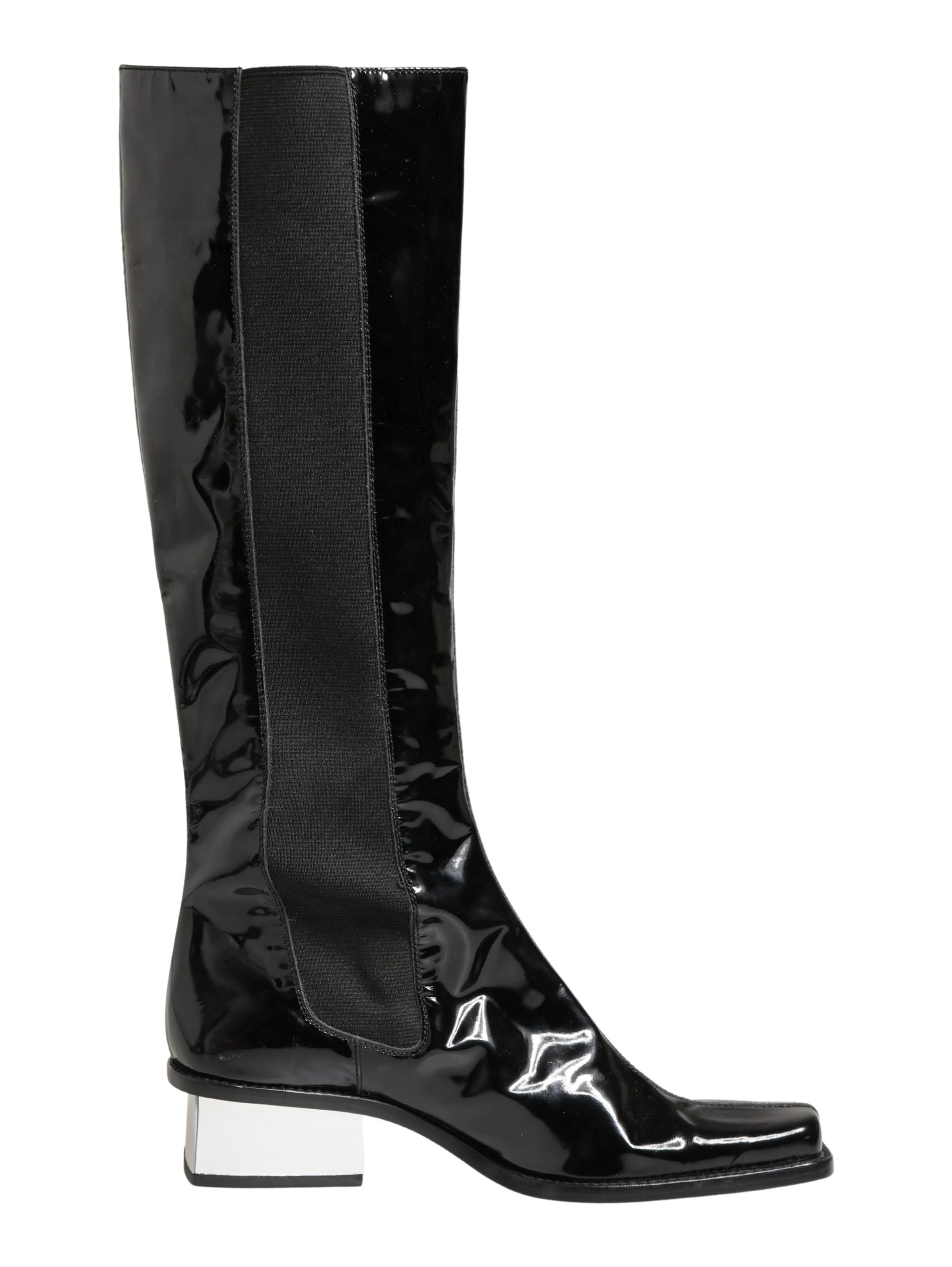 Black Patent Leather Knee High Boots Shoes