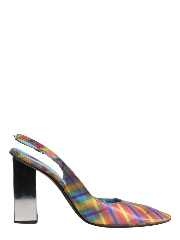 Multicolor Plaid Heels Slingback Sandals Shoes alternative