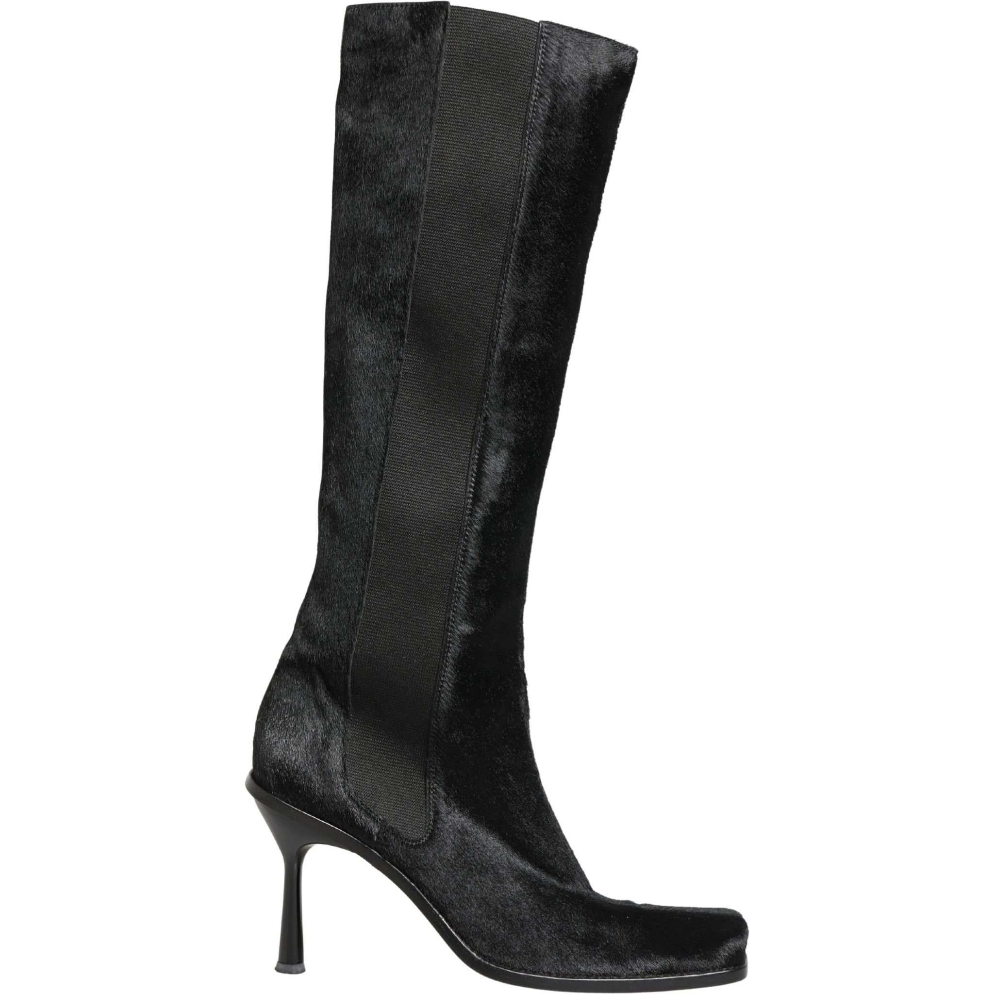 Black Suede Leather Knee High Boots Shoes