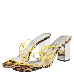 Multicolor Leather Block Heels Sandals Shoes