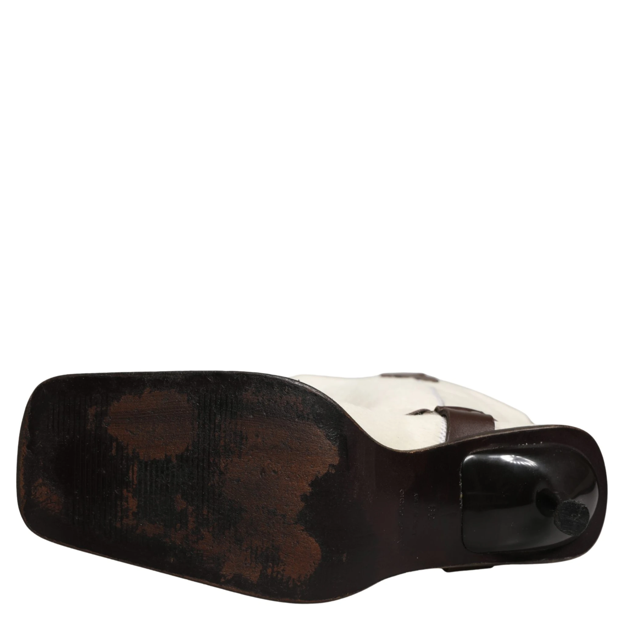 White Brown Fur Leather Mid Calf Boots Shoes