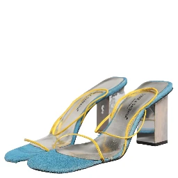 Multicolor Leather Block Heels Sandals Shoes