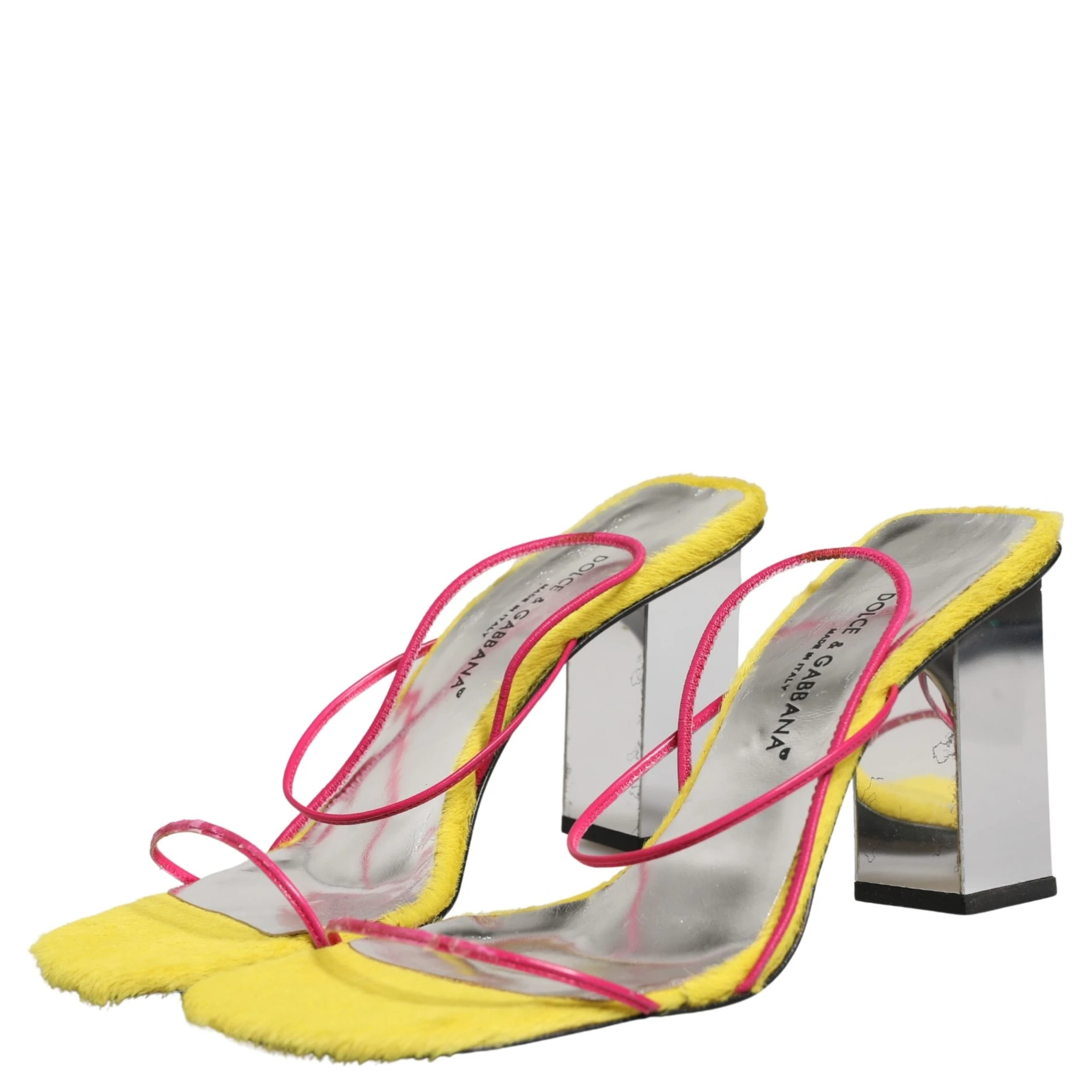 Multicolor Leather Block Heels Sandals Shoes