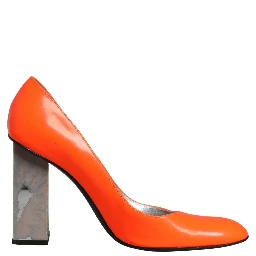 Orange Patent Leather Heels Pumps Shoes