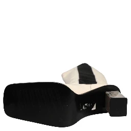 White Black Leather Knee High Boots Shoes
