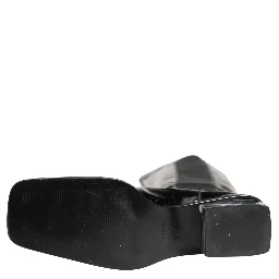 Black Patent Leather Knee High Boots Shoes