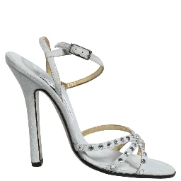 White Rhinestone High Heeled Sandals Shoes