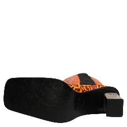 Brown Leopard Leather Knee High Boots Shoes