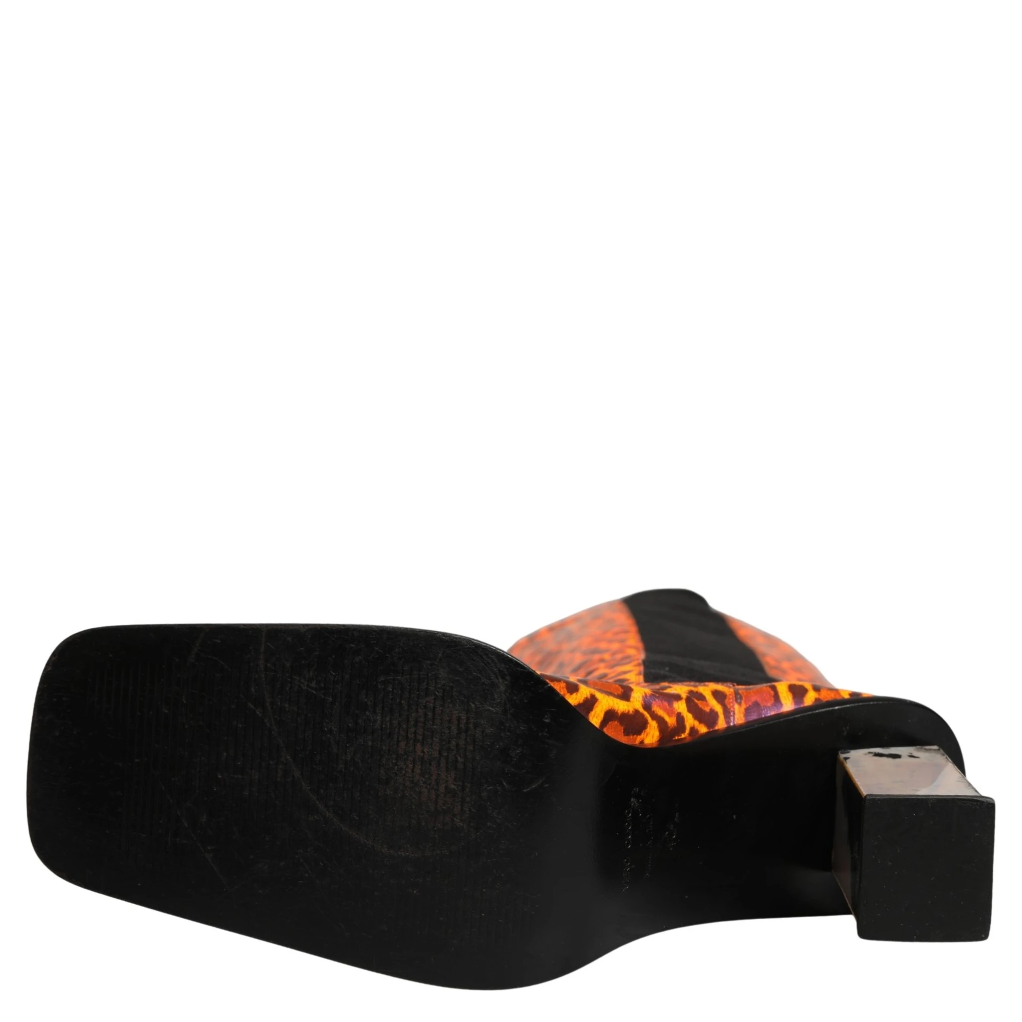 Brown Leopard Leather Knee High Boots Shoes