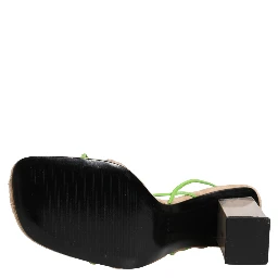 Multicolor Leather Block Heels Sandals Shoes