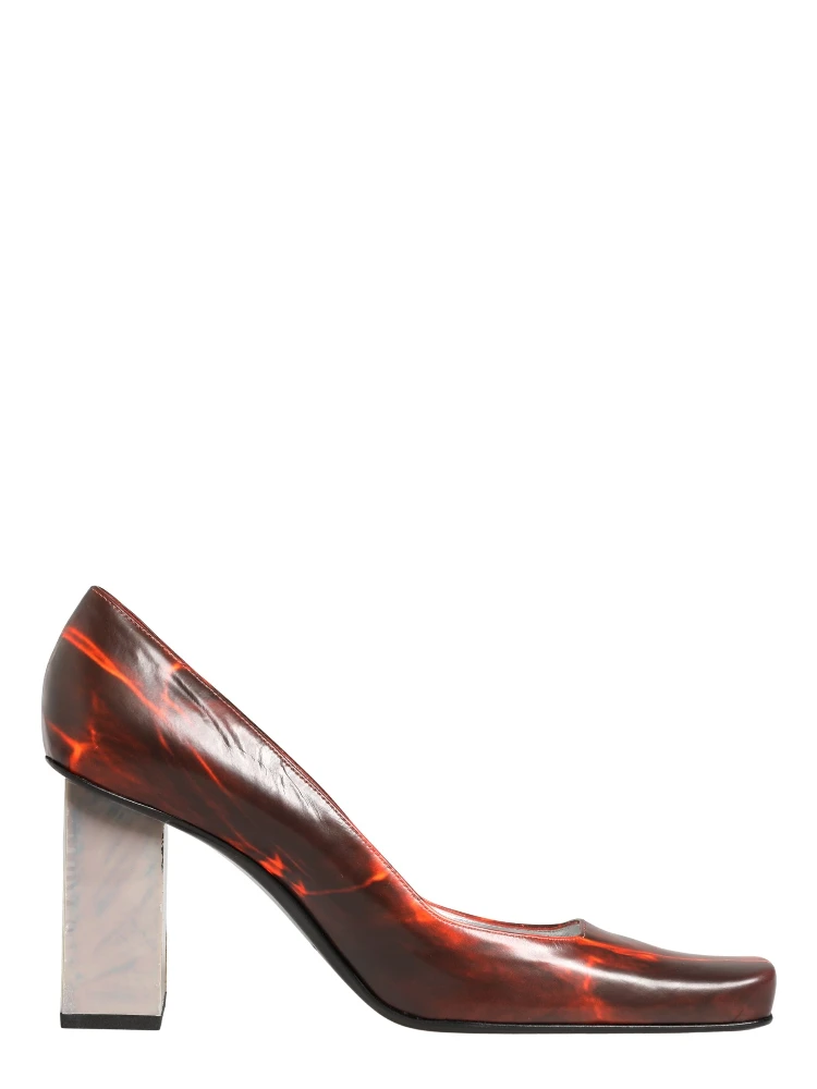 Multicolor Leather Square Toe Pumps Shoes