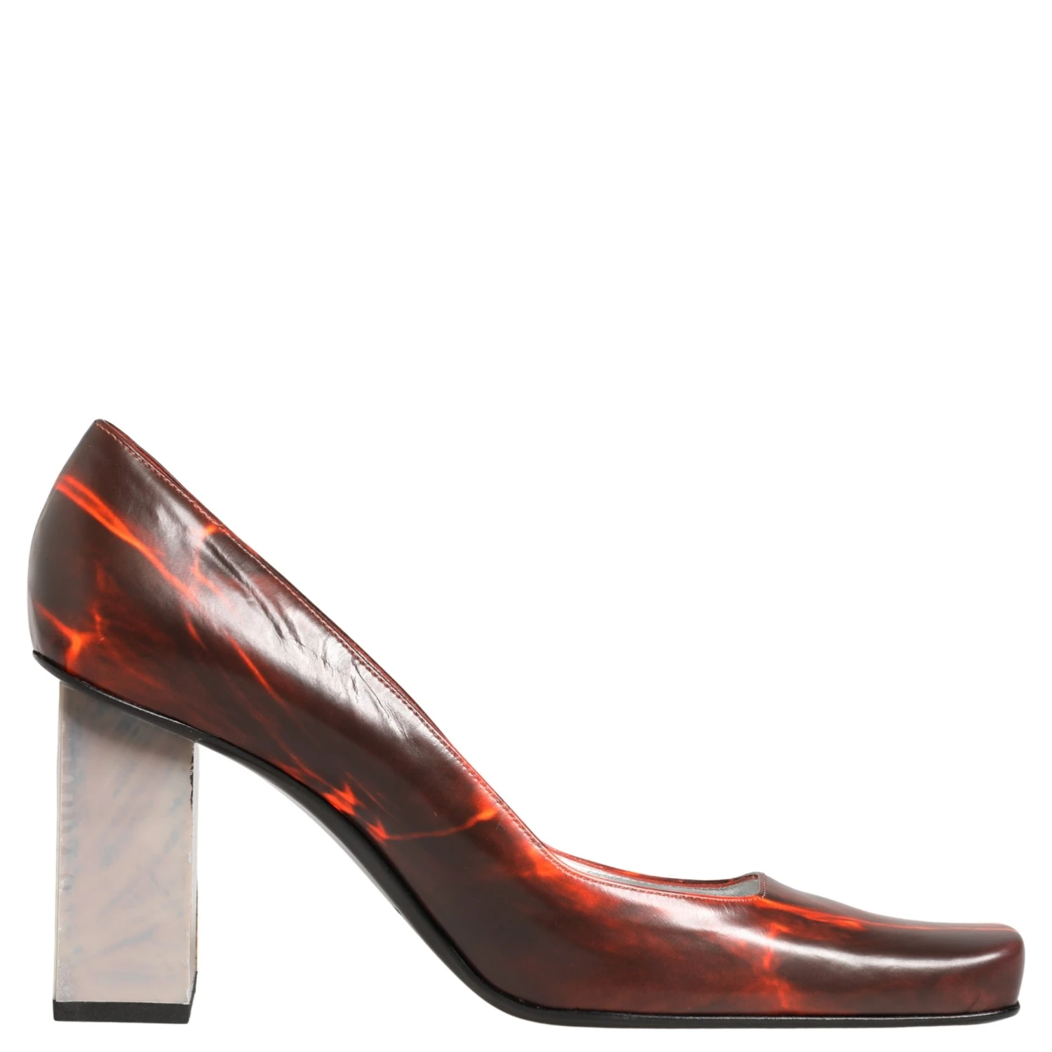 Multicolor Leather Square Toe Pumps Shoes