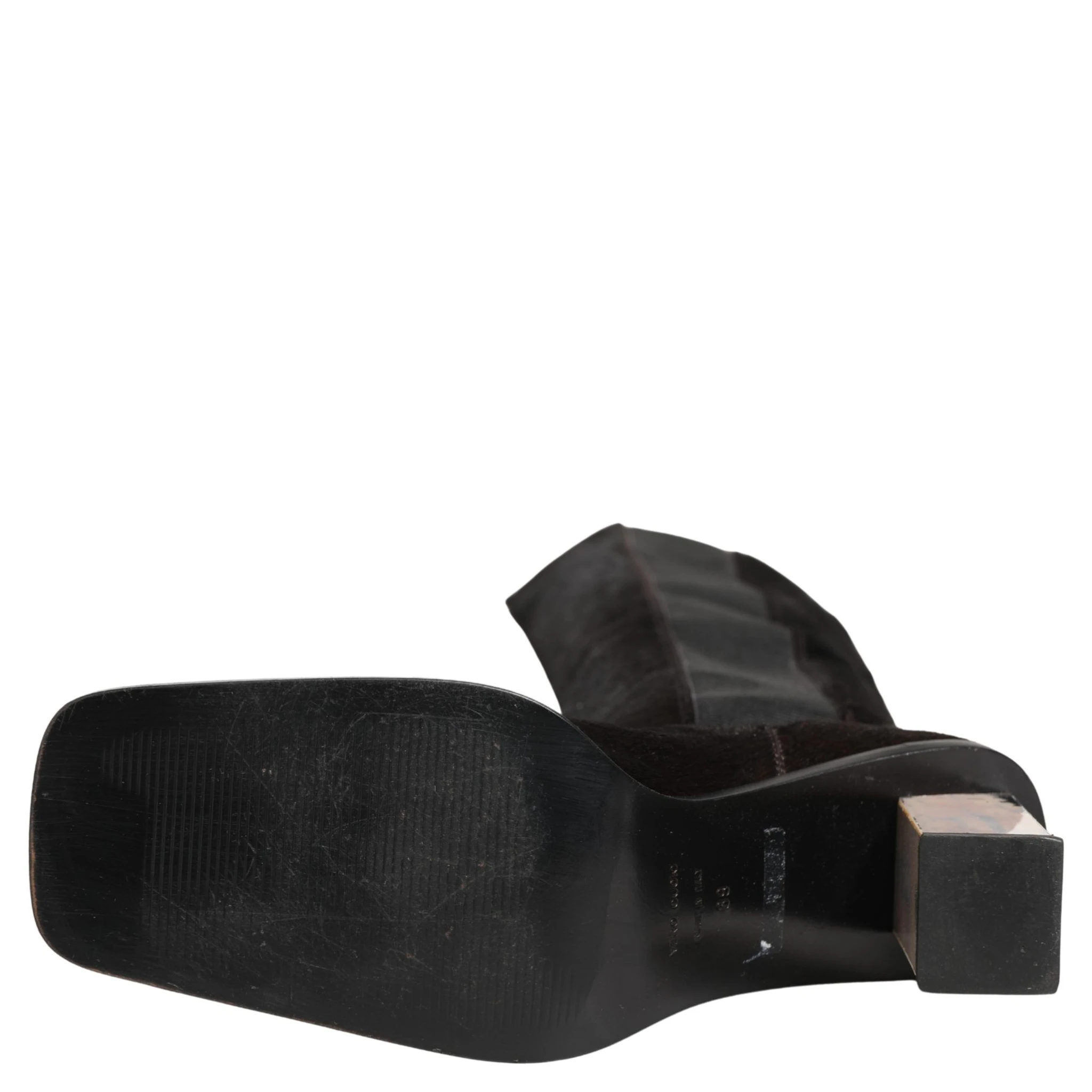 Black Suede Leather Knee High Boots Shoes