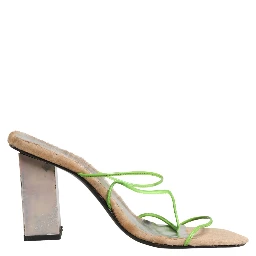 Multicolor Leather Block Heels Sandals Shoes