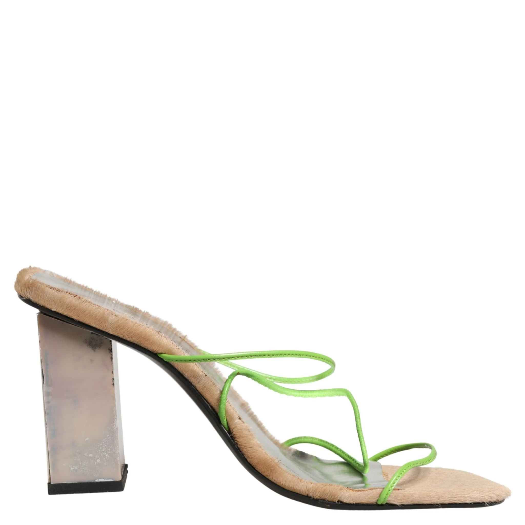 Multicolor Leather Block Heels Sandals Shoes