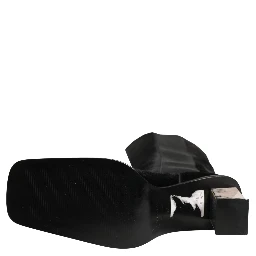 White Black Leather Knee High Boots Shoes