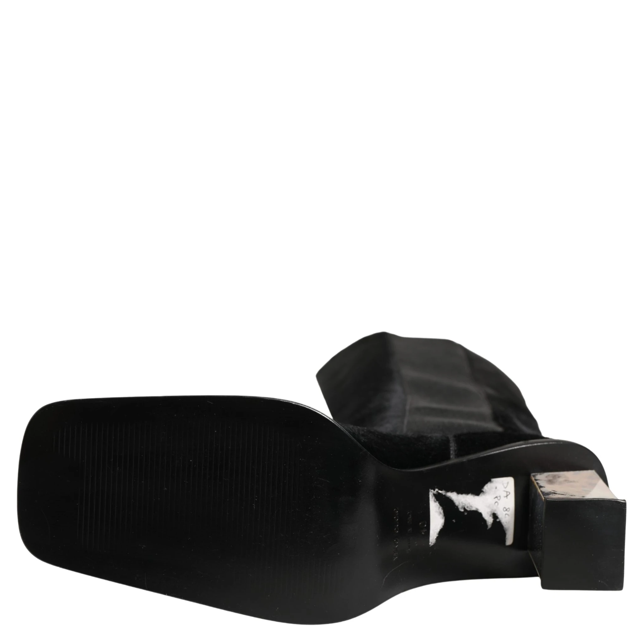 White Black Leather Knee High Boots Shoes