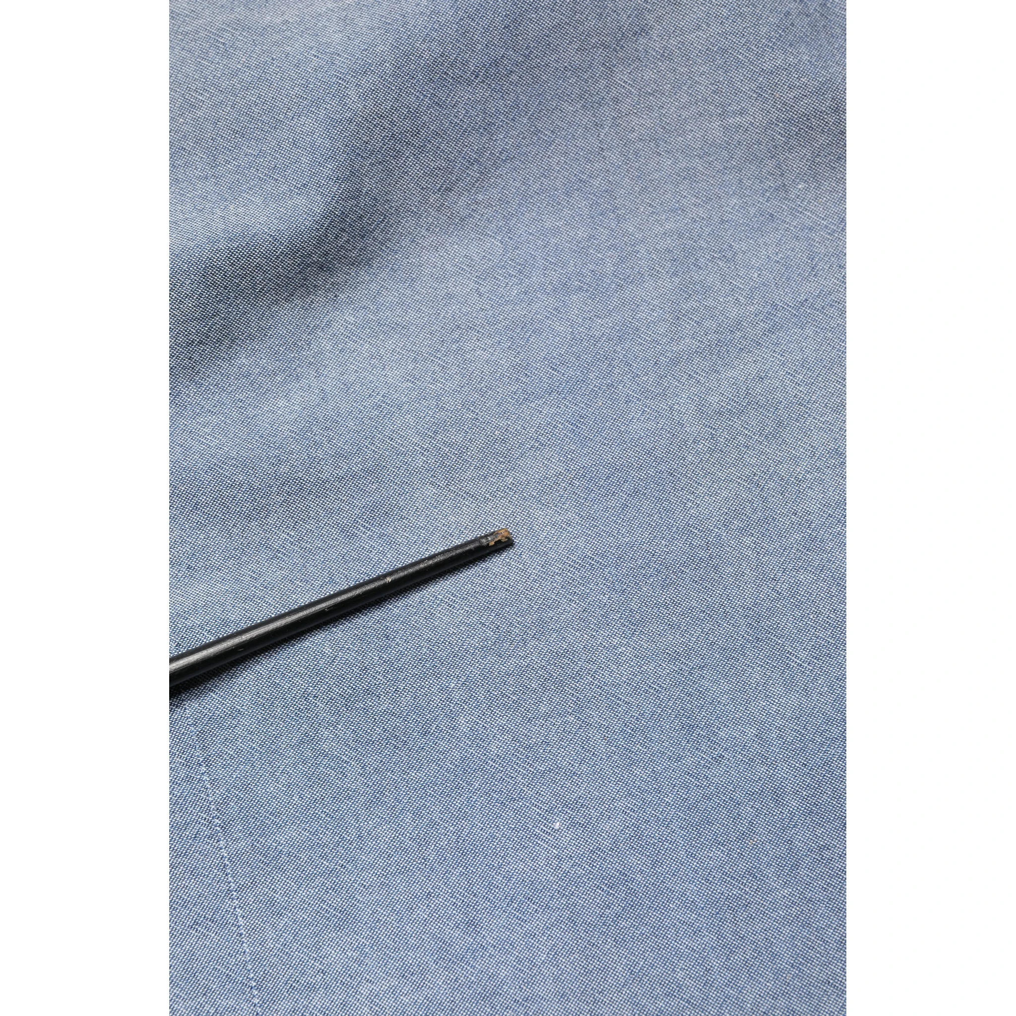 Dark Blue Slim Fit Collared Long Sleeve Denim Shirt