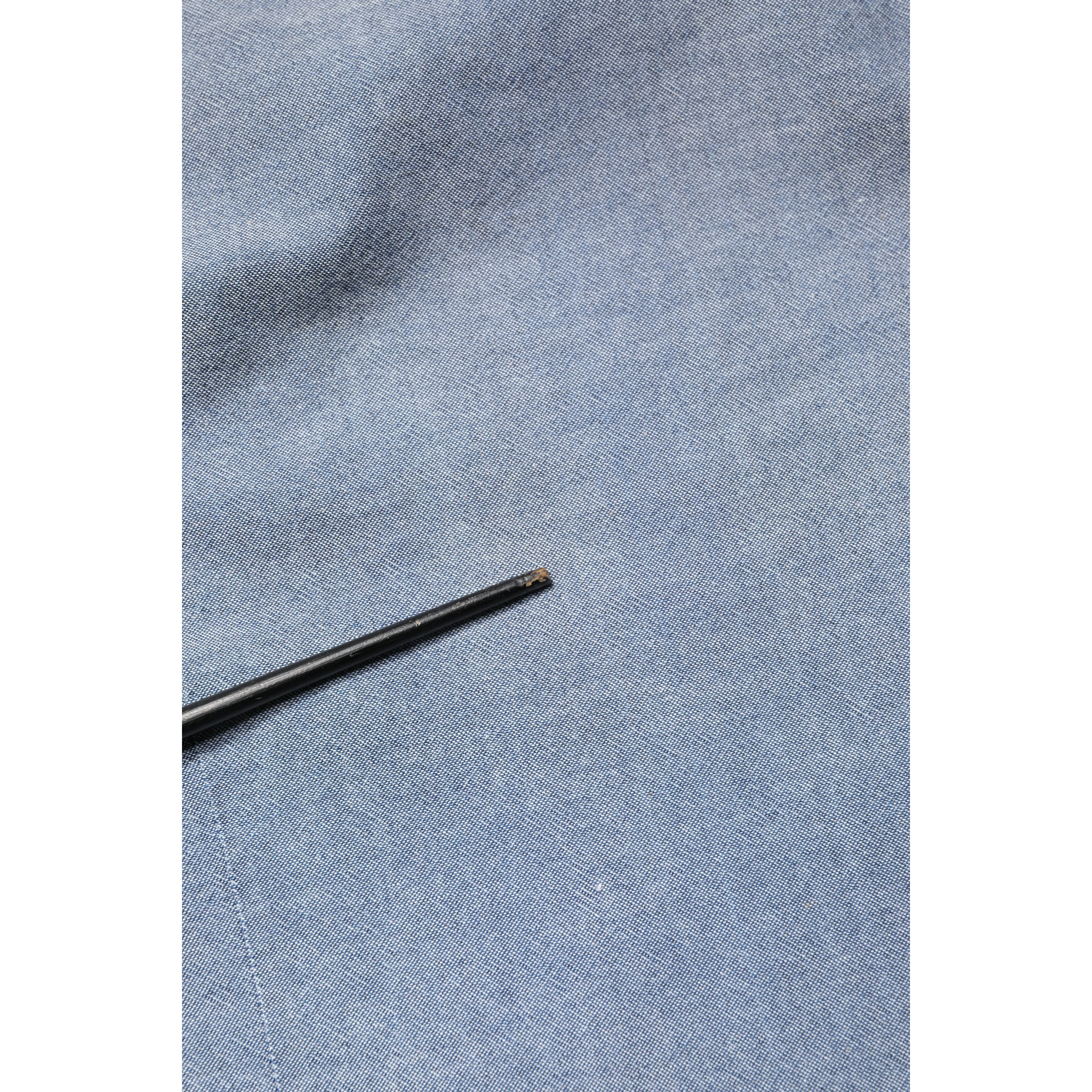 Dark Blue Slim Fit Collared Long Sleeve Denim Shirt