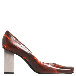 Multicolor Leather Square Toe Pumps Shoes