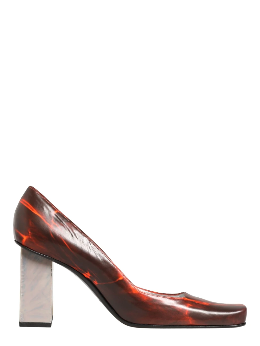 Multicolor Leather Square Toe Pumps Shoes